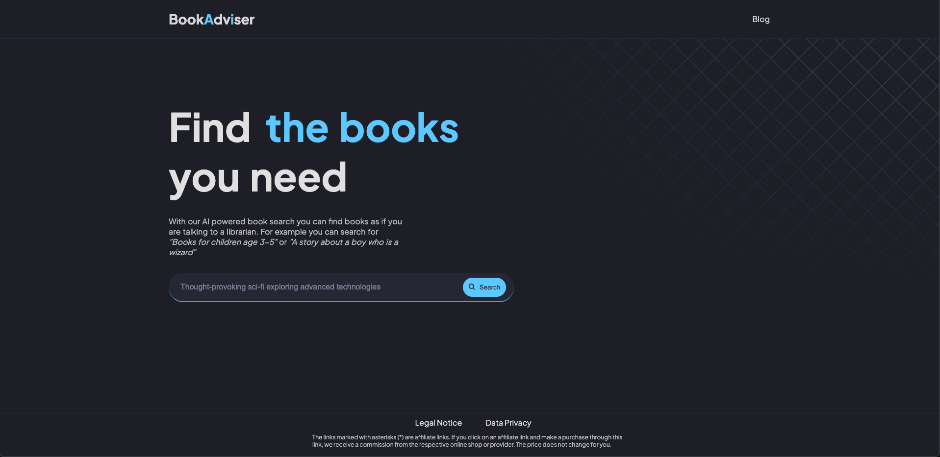 A screenshot of the bookadviser.ai portal